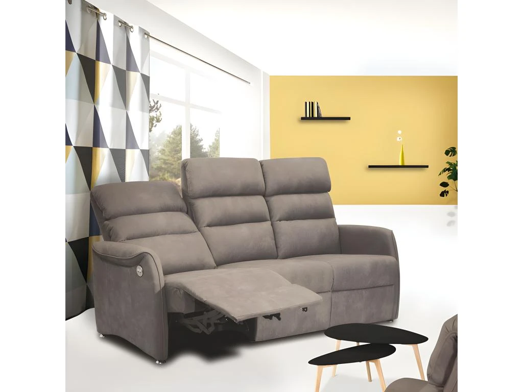Canapé De Relaxation électrique 3 Places Gris - SOFTY 1 Canapé De Relaxation électrique 3 Places Gris - SOFTY
