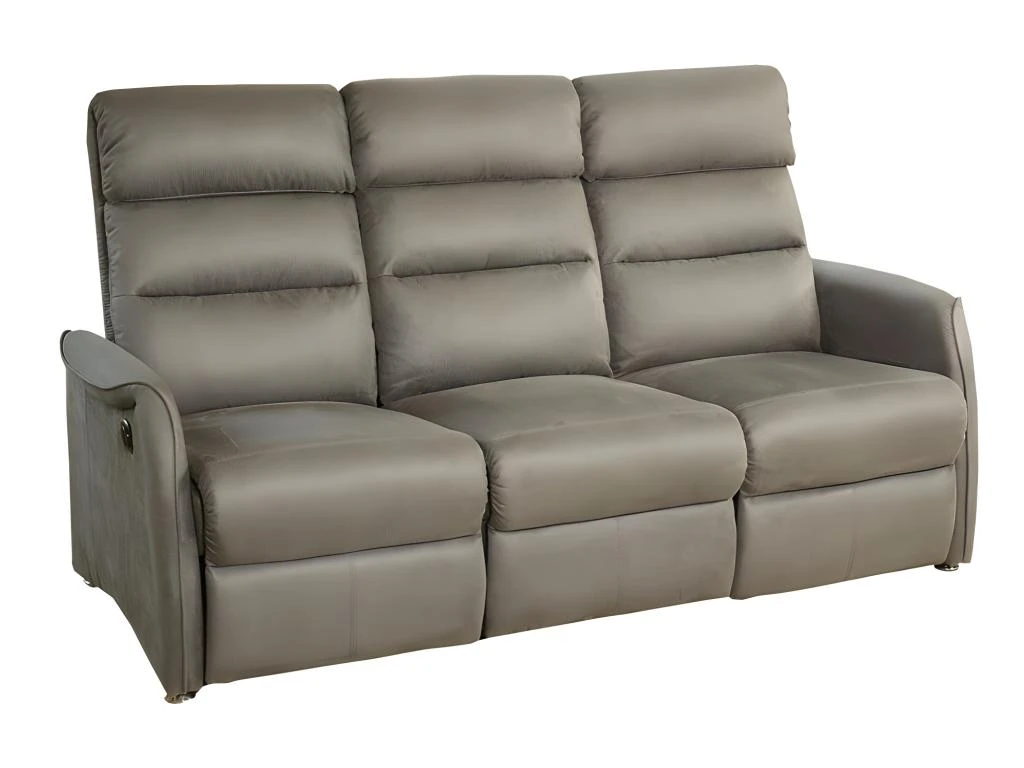 Canapé De Relaxation électrique 3 Places Gris - SOFTY 2 Canapé De Relaxation électrique 3 Places Gris - SOFTY – Image 2
