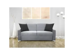 MODESTO Canapé Convertible 3 Places Gris Clair Matelas Dunlopillo 140cm