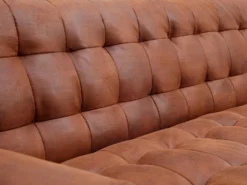 Canapé Convertible Clic-clac En Microfibre ELEANOR - Marron Effet Vintage -Canapé Soldes Boutique canape 176599