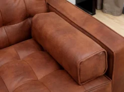 Canapé Convertible Clic-clac En Microfibre ELEANOR - Marron Effet Vintage -Canapé Soldes Boutique canape 176600