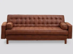 Canapé Convertible Clic-clac En Microfibre ELEANOR - Marron Effet Vintage -Canapé Soldes Boutique canape 176601