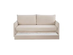 Canapé Convertible Matelas 180 Cm Tissu Beige - LINOU -Canapé Soldes Boutique canape 17788391