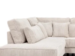 Canapé D'angle Gauche En Velours Côtelé Beige TESSIO -Canapé Soldes Boutique canape 17809447