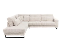Canapé D'angle Gauche En Velours Côtelé Beige TESSIO -Canapé Soldes Boutique canape 17809469