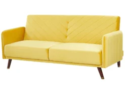 Canapé Convertible 3 Places En Velours Jaune SENJA -Canapé Soldes Boutique canape 17868383
