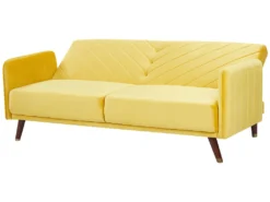 Canapé Convertible 3 Places En Velours Jaune SENJA -Canapé Soldes Boutique canape 17868387