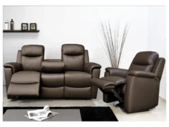 Canapé 3 Places Relax EVASION En Cuir - Gris Clair -Canapé Soldes Boutique canape 17896 3