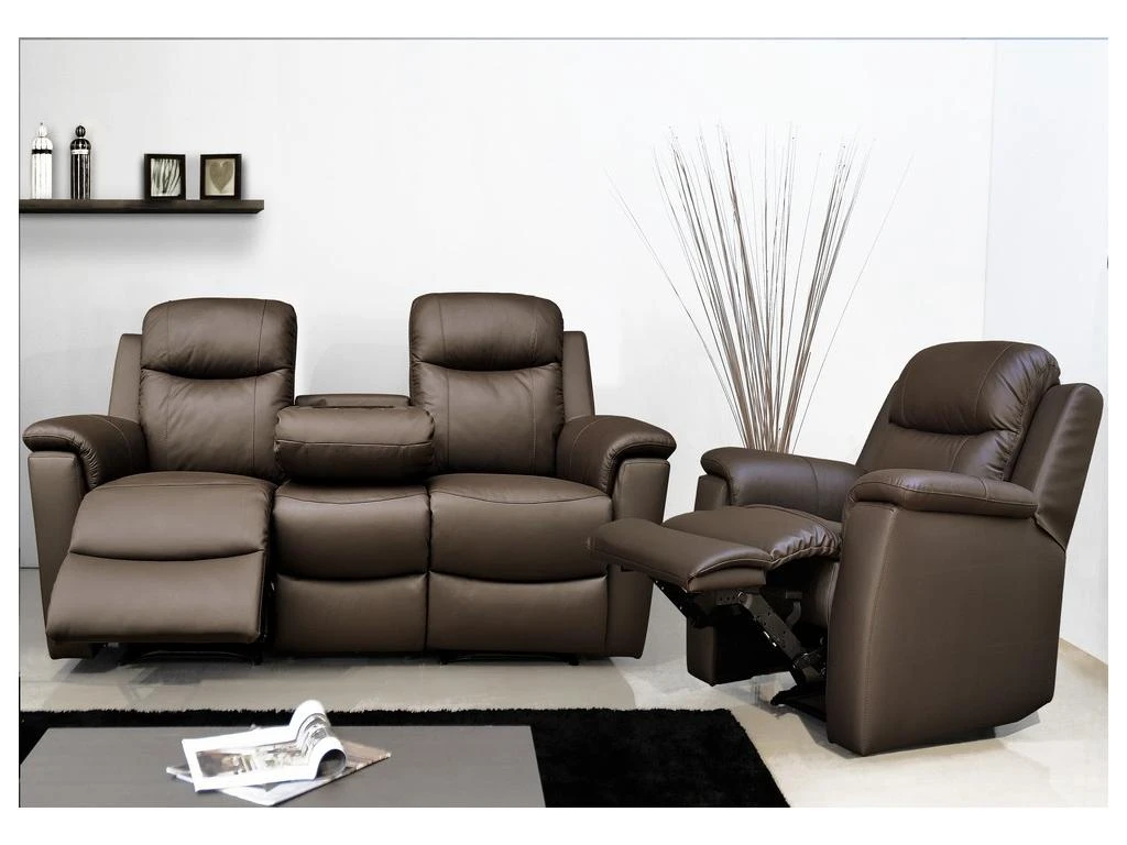 Canapé 3 Places Relax EVASION En Cuir - Gris 13 Canapé 3 Places Relax EVASION En Cuir - Gris – Image 13