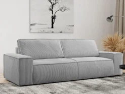 Canapé 4 Places Convertible En Velours Côtelé Gris Clair AMELIA De Pascal Morabito -Canapé Soldes Boutique canape 17972803