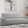 Canapé 4 Places Convertible En Velours Côtelé Gris Clair AMELIA De Pascal Morabito