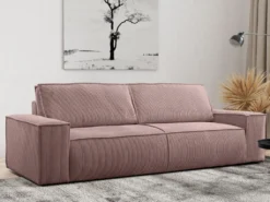 Canapé 4 Places Convertible En Velours Côtelé Rose AMELIA De Pascal Morabito -Canapé Soldes Boutique canape 17973089