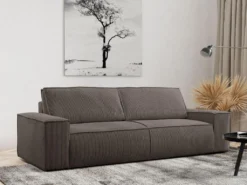 Canapé 4 Places Convertible En Velours Côtelé Marron AMELIA De Pascal Morabito