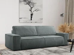 Canapé 4 Places Convertible En Velours Côtelé Gris AMELIA De Pascal Morabito