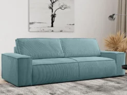 Canapé 4 Places Convertible En Velours Côtelé Bleu Clair AMELIA De Pascal Morabito -Canapé Soldes Boutique canape 17974431