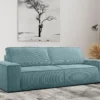 Canapé 4 Places Convertible En Velours Côtelé Bleu Clair AMELIA De Pascal Morabito