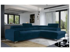 Canapé D'angle Convertible - LARRY VELOURS - En Tissu Luxe Bleu, 5 Places, Angle Droit (vu De Face) 6 Canapé D'angle Convertible - LARRY VELOURS - En Tissu Luxe Bleu, 5 Places, Angle Droit (vu De Face) -Canapé Soldes Boutique canape 18143579