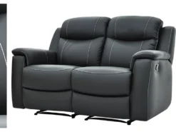 Canapé 2 Places Relax EVASION En Cuir - Gris -Canapé Soldes Boutique canape 182176