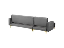 Canapé Angle Droite Convertible En Velours Gris 4 Places Avec Pouf ABERDEEN -Canapé Soldes Boutique canape 18236183