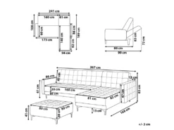Canapé Angle Gauche Convertible En Velours Gris 4 Places Avec Pouf ABERDEEN -Canapé Soldes Boutique canape 18236951