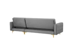 Canapé Angle Gauche Convertible En Velours Gris 4 Places Avec Pouf ABERDEEN -Canapé Soldes Boutique canape 18236957
