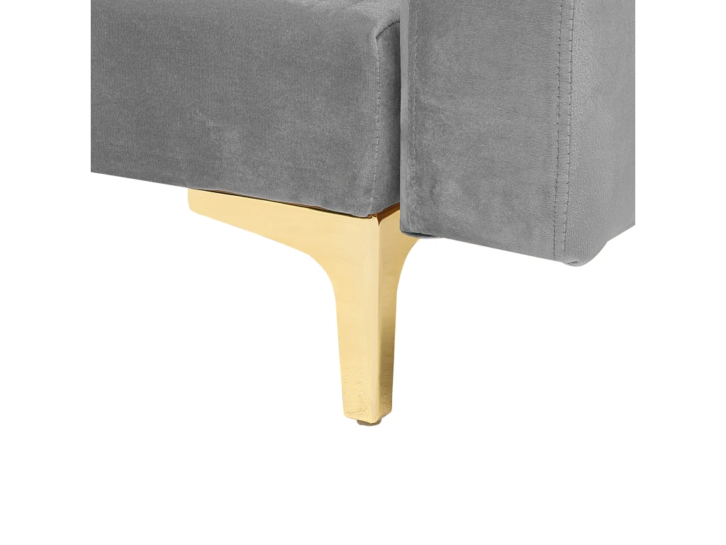 Canapé Panoramique Convertible En Velours Gris 5 Places Avec Pouf ABERDEEN 8 Canapé Panoramique Convertible En Velours Gris 5 Places Avec Pouf ABERDEEN – Image 8