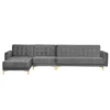 Canapé Angle Droite Convertible Velours Gris 5 Places ABERDEEN