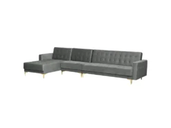 Canapé Angle Droite Convertible Velours Gris 5 Places ABERDEEN -Canapé Soldes Boutique canape 18253743