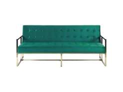 Canapé Convertible 3 Places En Velours Vert émeraude MARSTAL