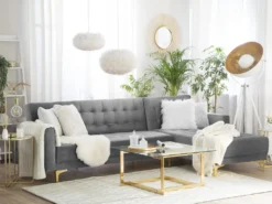 Canapé Angle à Gauche En Velours Gris Elégant 4 Places Dossier Réglable Aberdeen -Canapé Soldes Boutique canape 18253859