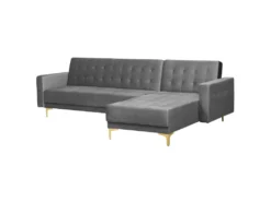 Canapé Angle à Gauche En Velours Gris Elégant 4 Places Dossier Réglable Aberdeen -Canapé Soldes Boutique canape 18253863