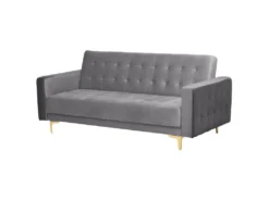 Canapé Convertible 3 Places En Velours Gris ABERDEEN -Canapé Soldes Boutique canape 18254397