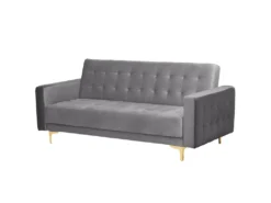 Canapé Convertible 3 Places En Velours Gris ABERDEEN -Canapé Soldes Boutique canape 18254399