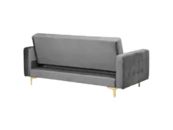 Canapé Convertible 3 Places En Velours Gris ABERDEEN -Canapé Soldes Boutique canape 18254401