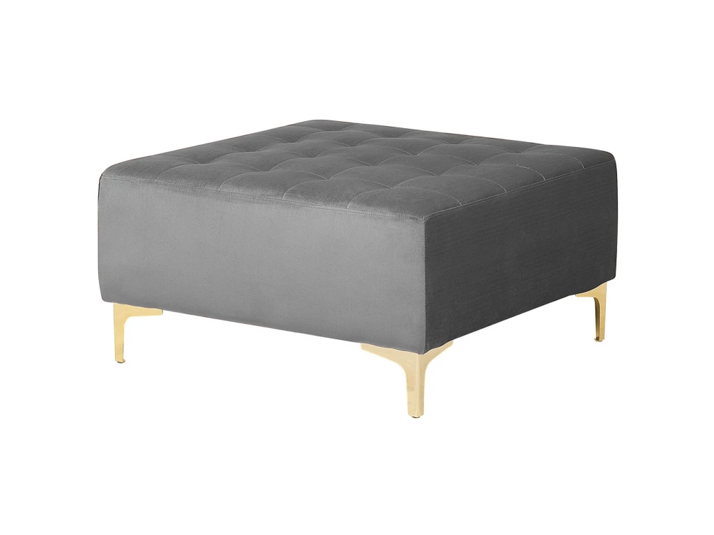 Canapé Panoramique Convertible En Velours Gris 6 Places Avec Pouf ABERDEEN 8 Canapé Panoramique Convertible En Velours Gris 6 Places Avec Pouf ABERDEEN – Image 8