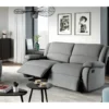 Canapé Relax Manuel 3 Places Avec 2 Assises XXL DETENTE En Microfibre - Gris