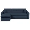 Canapé D'angle Convertible Et Réversible 3 Places ROMAN - Tissu Bleu Foncé - Coffre De Rangement - L235 X H81 X P 85/153 Cm