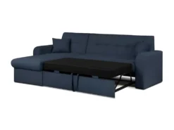 Canapé D'angle Convertible Et Réversible 3 Places ROMAN - Tissu Bleu Foncé - Coffre De Rangement - L235 X H81 X P 85/153 Cm -Canapé Soldes Boutique canape 18375575