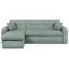 Canapé D'angle Convertible Et Réversible 3 Places ROMAN - Tissu Vert D'eau - Coffre De Rangement - L235 X H81 X P 85/153 Cm