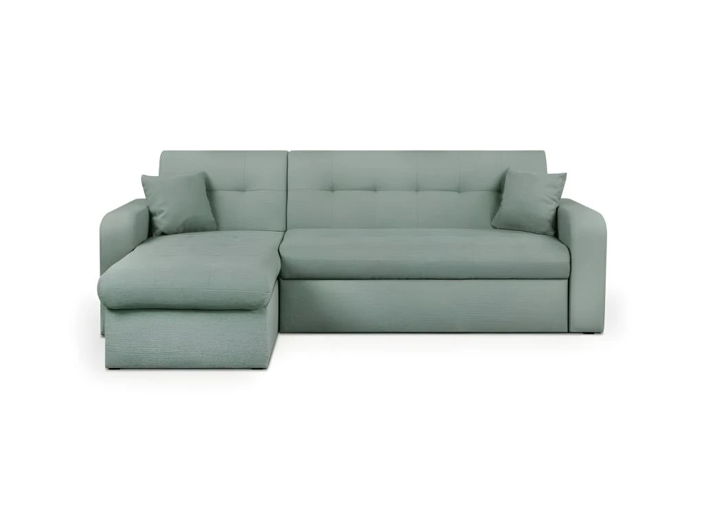 Canapé D'angle Convertible Et Réversible 3 Places ROMAN - Tissu Vert D'eau - Coffre De Rangement - L235 X H81 X P 85/153 Cm 1 Canapé D'angle Convertible Et Réversible 3 Places ROMAN - Tissu Vert D'eau - Coffre De Rangement - L235 X H81 X P 85/153 Cm