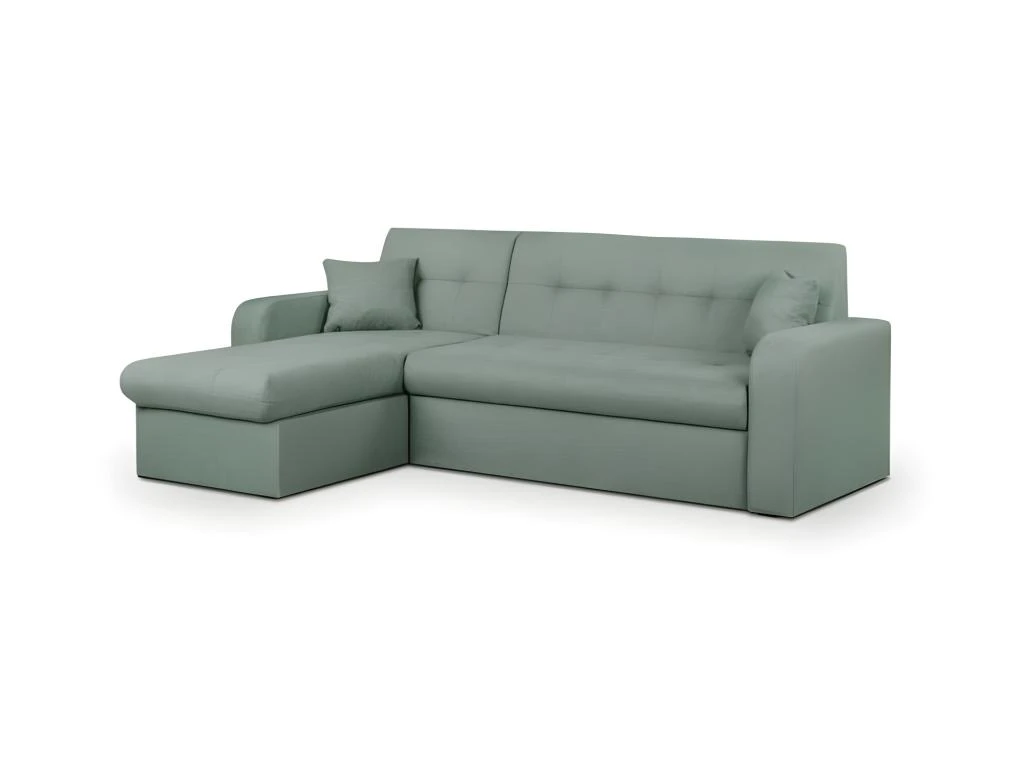 Canapé D'angle Convertible Et Réversible 3 Places ROMAN - Tissu Vert D'eau - Coffre De Rangement - L235 X H81 X P 85/153 Cm 3 Canapé D'angle Convertible Et Réversible 3 Places ROMAN - Tissu Vert D'eau - Coffre De Rangement - L235 X H81 X P 85/153 Cm – Image 3
