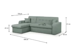 Canapé D'angle Convertible Et Réversible 3 Places ROMAN - Tissu Vert D'eau - Coffre De Rangement - L235 X H81 X P 85/153 Cm 8 Canapé D'angle Convertible Et Réversible 3 Places ROMAN - Tissu Vert D'eau - Coffre De Rangement - L235 X H81 X P 85/153 Cm -Canapé Soldes Boutique canape 18375583