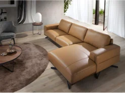 Chaise Longue En Cuir Et Acier Noir 6162 ANGEL CERDA -Canapé Soldes Boutique canape 18424967