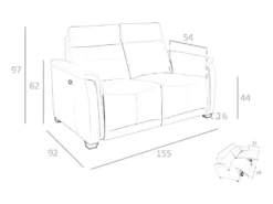 Canapé 2 Places En Cuir Gris Et Mécanismes De Relaxation 6157 ANGEL CERDA -Canapé Soldes Boutique canape 18427019