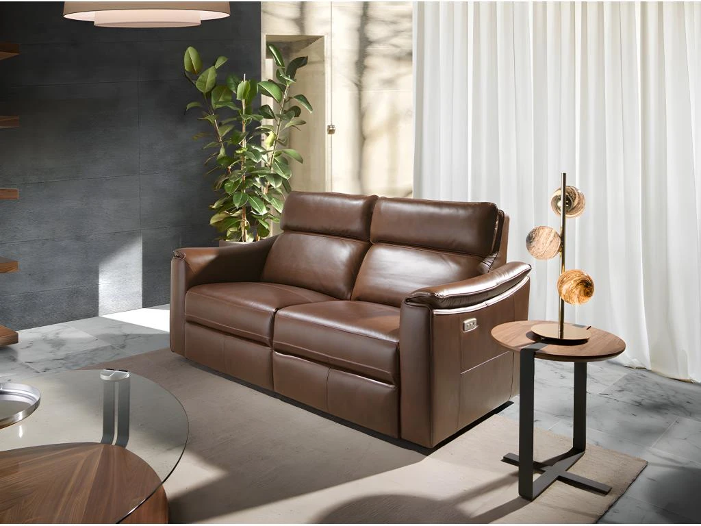 Canapé 3 Places En Cuir Brun Avec Relax 6166 ANGEL CERDA 1 Canapé 3 Places En Cuir Brun Avec Relax 6166 ANGEL CERDA