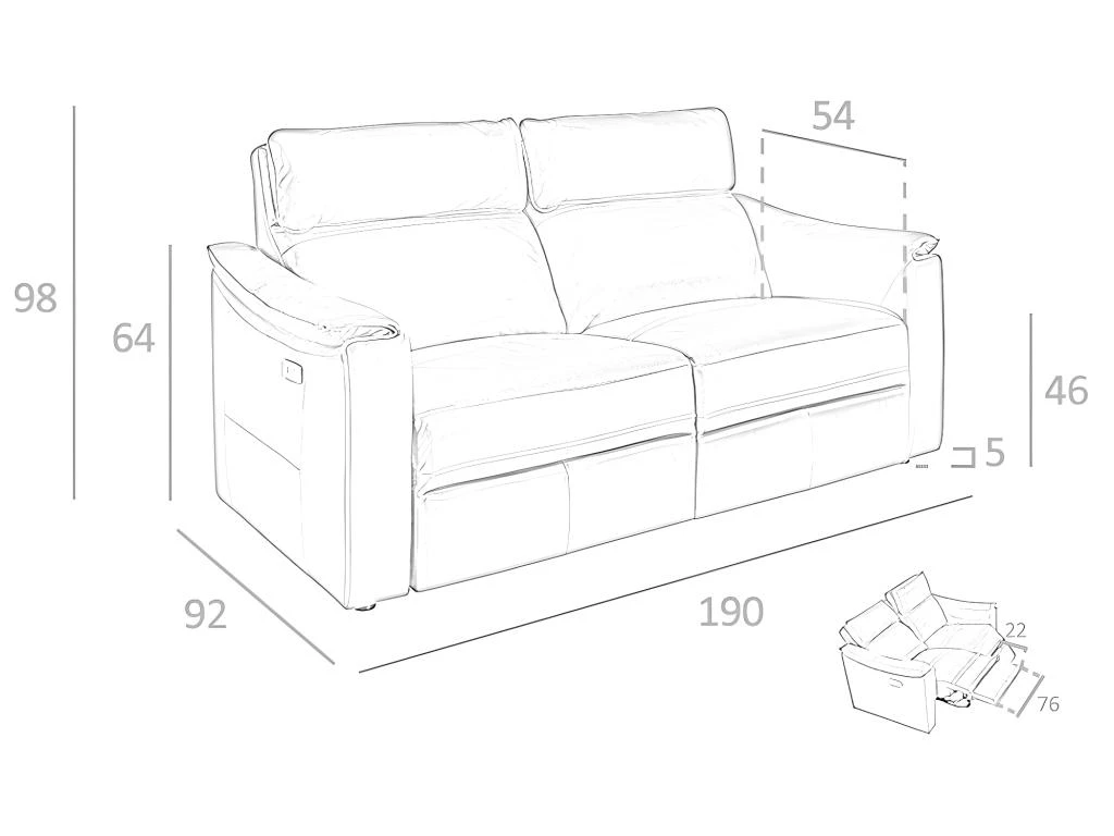 Canapé 3 Places En Cuir Brun Avec Relax 6166 ANGEL CERDA 9 Canapé 3 Places En Cuir Brun Avec Relax 6166 ANGEL CERDA – Image 9