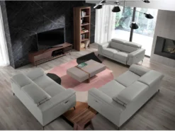 Canapé 2 Places Rembourré En Cuir Gris 6107 ANGEL CERDA -Canapé Soldes Boutique canape 18427157