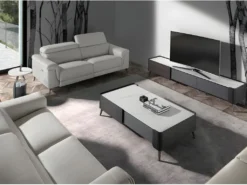 Canapé 2 Places Rembourré En Cuir Gris 6107 ANGEL CERDA -Canapé Soldes Boutique canape 18427169