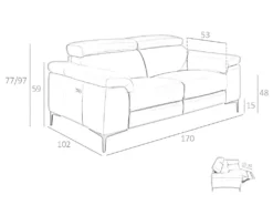 Canapé 2 Places En Cuir Avec Relax 6121 ANGEL CERDA -Canapé Soldes Boutique canape 18427187