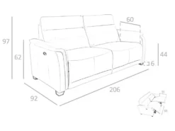 Canapé 3 Places En Cuir Gris Et Relax 6158 ANGEL CERDA -Canapé Soldes Boutique canape 18427217